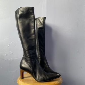 Gucci calfskin stiletto knee-high pointed toe boots